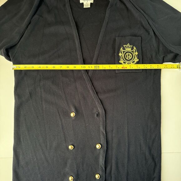 Pappagallo Navy Blue Cardigan Embroidered Chest Pocket Size XL - Picture 8 of 11
